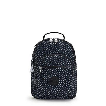 Kipling Seoul Small Printed Tablet Rugzak Zwart | België 1603UZ